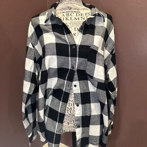 Black and White Plaid Button-Up Shirt